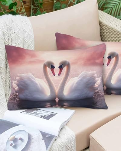 Waterproof Pillow Protector 2 Pack Love Swan Heart Design