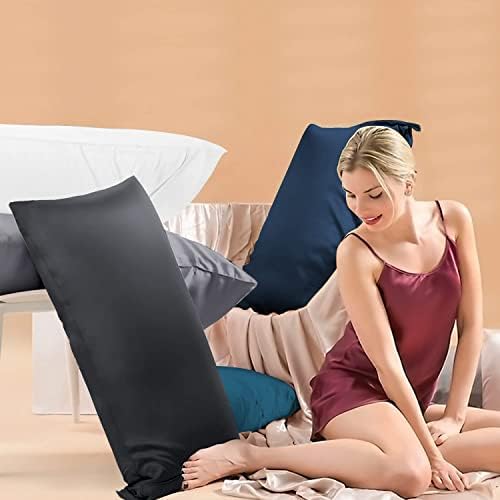 WISHSMILE Cooling Pillowcases King Set of 2 Navy Blue 20x36 Inches