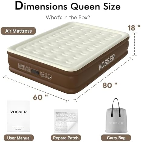 VOSSER Queen Air Mattress with Built-in Pump