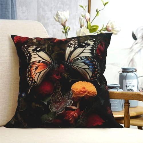 Ogniwo Butterfly Kissing Flowers Pillow Cover 12x12 Inch
