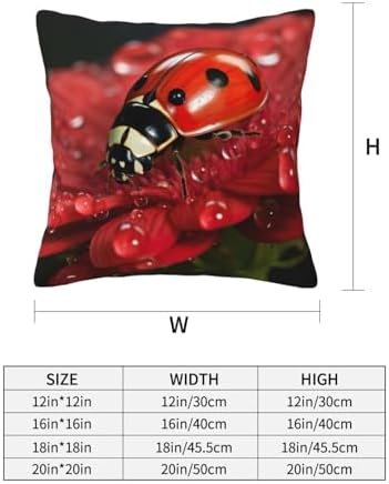 Ogniwo Ladybug Flower Throw Pillow 12x12 Inch