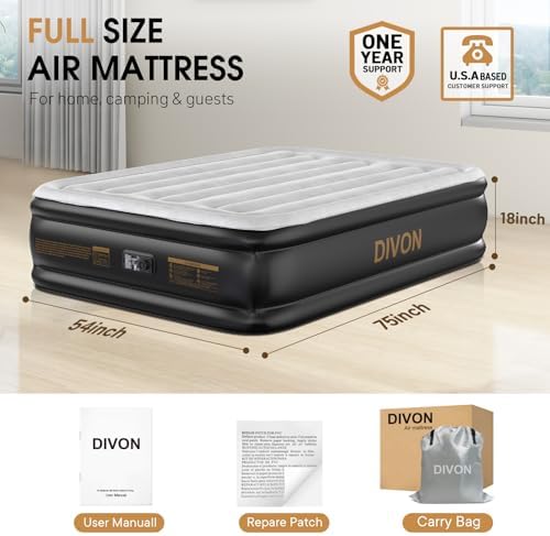 DIVON Full Air Mattress with Built-in Pump 660lbs
