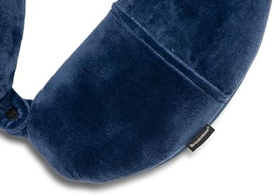 Brookstone Microbead Travel Head and Neck Pillow with Phone Pocket Blue