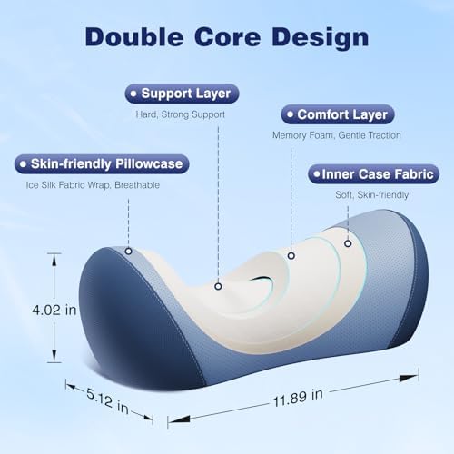 urnexttour Neck Cervical Pillow with Memory Foam Support Blue