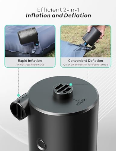 QPAU Electric Air Pump with 3 Nozzles and 5000mAh Battery