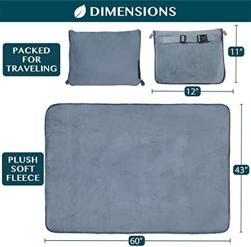 PAVILIA Travel Blanket Pillow 60x43 Slate Blue