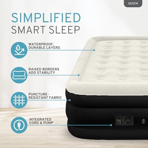 RestElevated Luxury Pillow Top Queen Air Mattress Black Cream