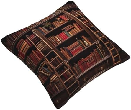 Ogniwo Library Bookshelf Throw Pillow 12x12 Inch Soft Square Cushion Case