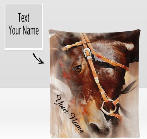 Custom Blanket with Name Personalized Horse Fleece Throw