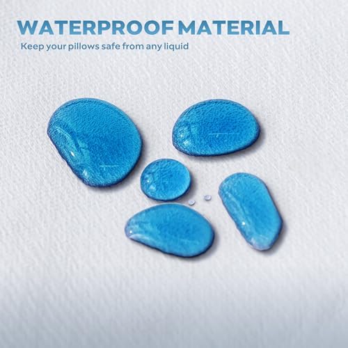 JELLYMONI Waterproof Pillow Protectors - 20 x 26 Set of 2 Light Grey
