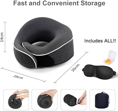 TALLGO Travel Neck Pillow with Eye Mask and Earplugs