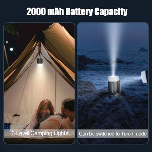 THE WEEKEND Portable Air Pump with Camping Lantern and 5 Nozzles Black