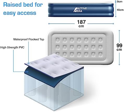 Active Era Tall 20 Twin Air Mattress with Built in Pump Raised Pillow