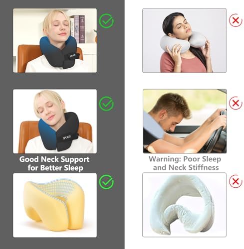 SPUER 2in1 Ergonomic Memory Foam Travel Pillow - Adjustable Black