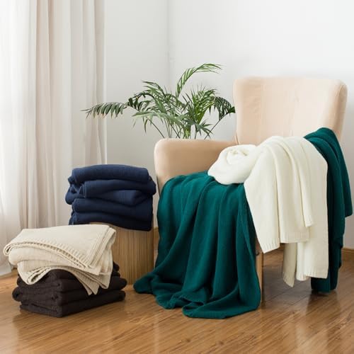 Carriediosa Wool Blend Knit Throw Blanket 50x60 Light Beige