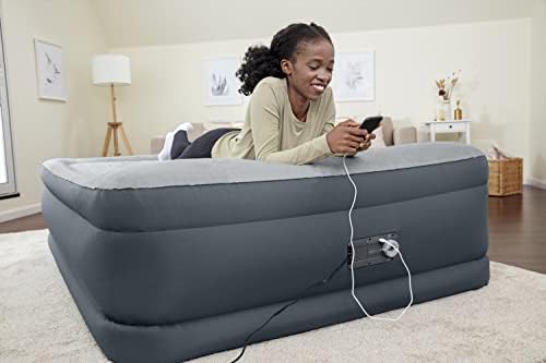 SleepLux Tough Guard Queen Air Mattress 22 with Pump and Snugable Top