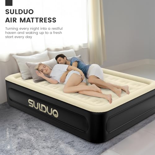 SULDUO Luxury Queen Air Mattress with Built In Pump and Carry Bag
