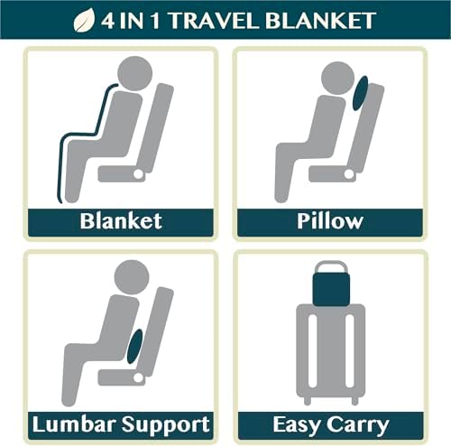 PAVILIA Travel Blanket Pillow 60x43 Slate Blue