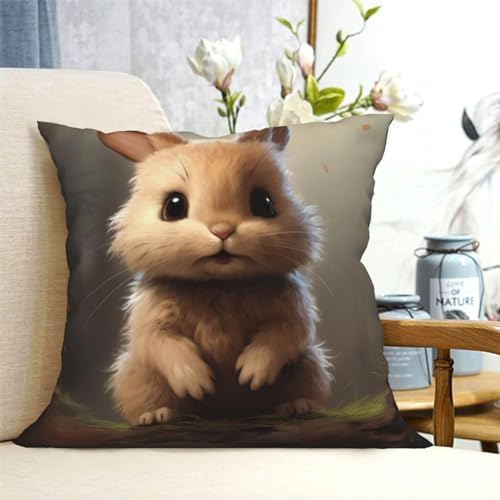 Ogniwo Cute Bunny Throw Pillow 12x12 Inch Soft Square Cushion Case