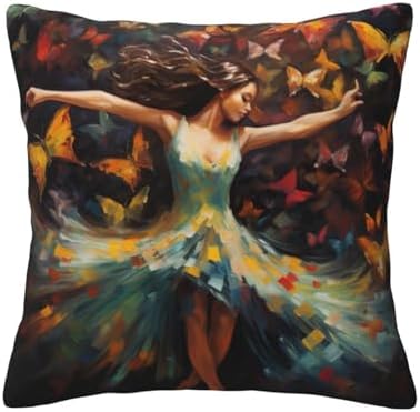 Ogniwo Girl Dance Butterfly Pillow Soft 12x12 Inch Cushion Cover
