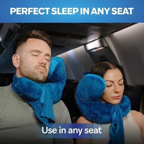 J-Pillow Travel Pillow with Anti-Slip Scarf - Blue
