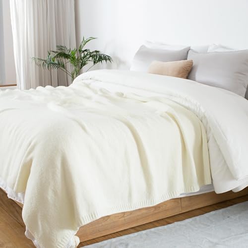 Carriediosa Wool Blend Knit Throw Blanket 50 x 60 Vanilla Cream