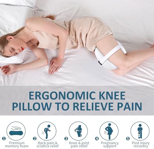 Beslovo Knee Pillow for Side Sleepers with Ice Silk Cover and Strap