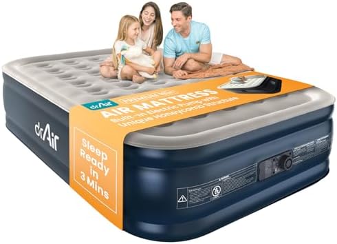 Dr Air Queen Air Mattress with Built-in Pump and Carry Bag