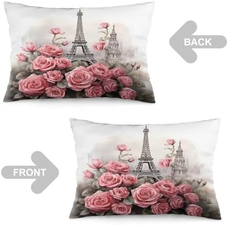 MaSiledy Pillow Protector with Zipper Eiffel Tower Design