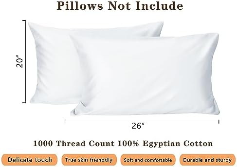 1000 Thread Count Cotton Pillow Cases Set of 2 100 Egyptian Cotton Sateen