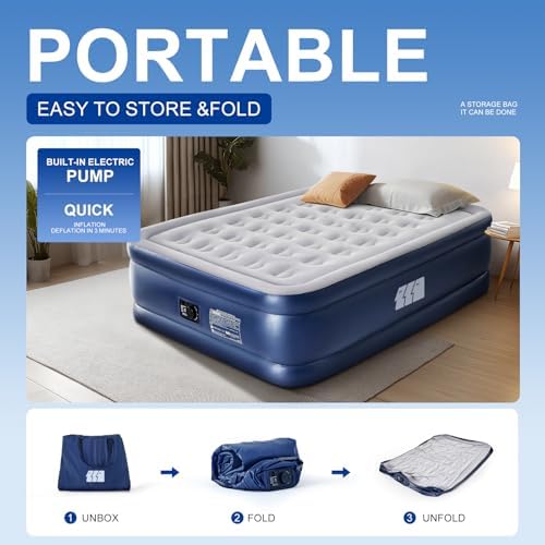 TANSTRIDER Full Air Mattress with Built In Pump