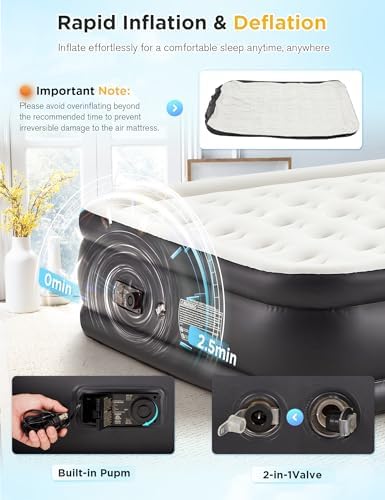 BUPPLEE Twin Air Mattress with Built-in Pump