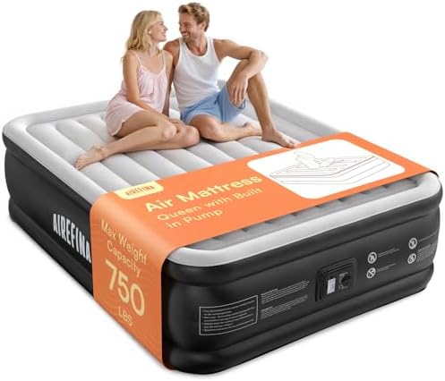 Airefina Queen Air Mattress with Built-in Pump and Portable Bag