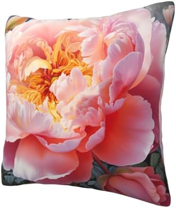 Garden Peony Throw Pillow 12x12 Inch