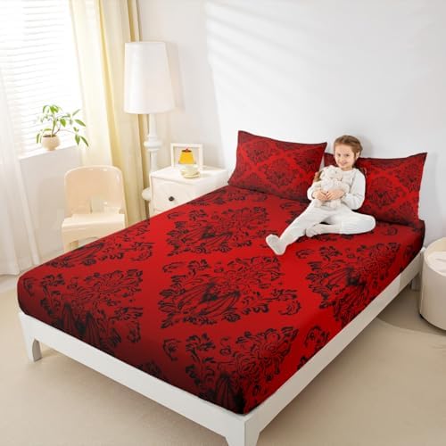 Manfei Gothic Victorian Fitted Sheet Set Queen Size