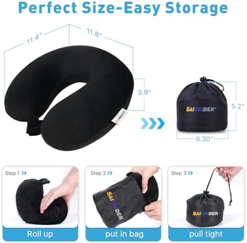 SAIREIDER Travel Neck Pillow with Head Support and Travel Set