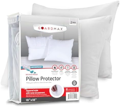 Guardmax Jersey Knitted Throw Pillow Protector - 2 Pack Waterproof Hypoallergenic