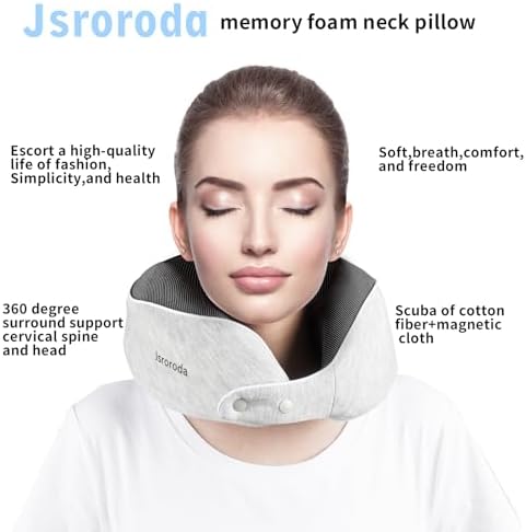 Jsroroda 360-Degree Travel Neck Pillow - Memory Foam Breathable Comfortable