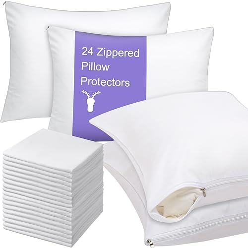Shimeyao 24 Pcs Zippered Pillow Protectors White