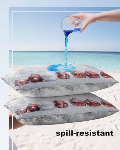 Waterproof Pillow Protector 2 Pack - White Snow Pine Needles Design