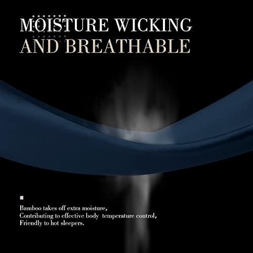 WISHSMILE Cooling Pillowcases King Set of 2 Navy Blue 20x36 Inches