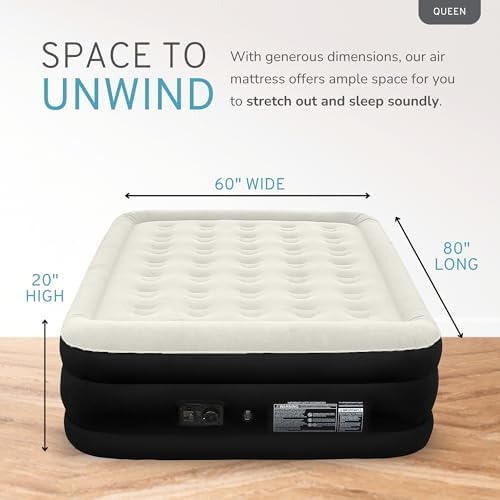 RestElevated Luxury Pillow Top Queen Air Mattress Black Cream