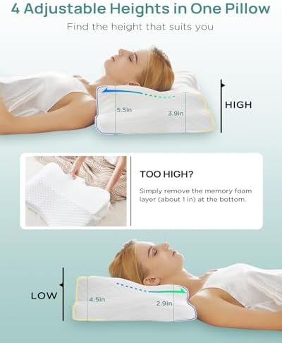 Releep Adjustable Cervical Neck Pillow for Pain Relief