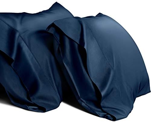WISHSMILE Cooling Pillowcases King Set of 2 Navy Blue 20x36 Inches