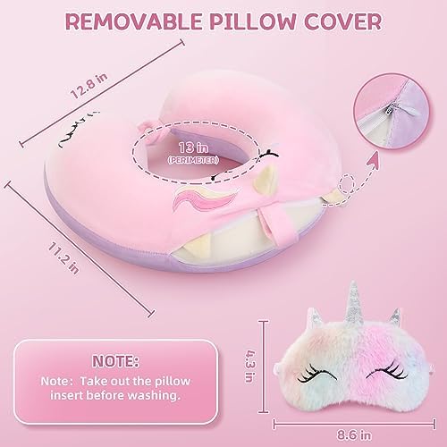 Unicorn Kids Travel Neck Pillow with Eye Mask 1