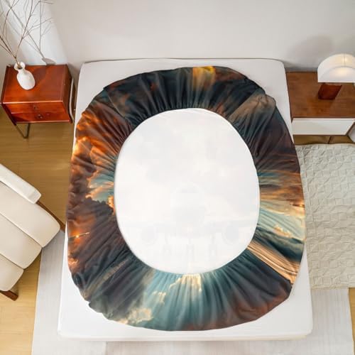 Manfei Sunset Sky Dusk Clouds Queen Fitted Sheet Set 1