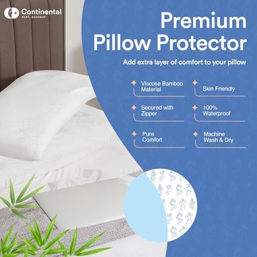 Continental Bedding Bamboo Viscose Pillow Protectors - 24x24 Inch Zippered Pack of 1