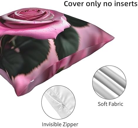 Ogniwo Pink Rose Throw Pillow 12x12 Inch Soft Square Cushion Cover