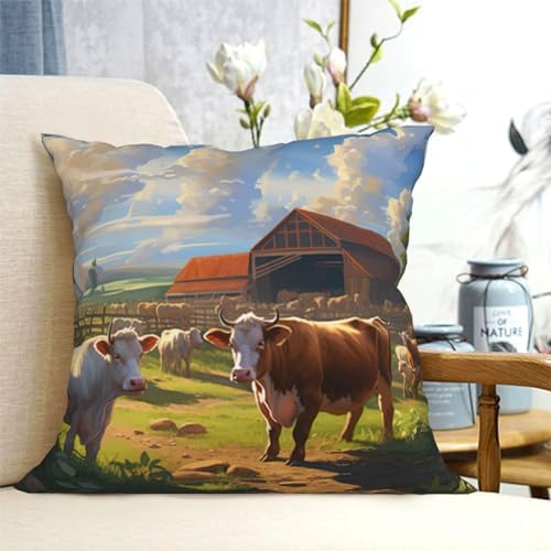 Ogniwo Cattle Farm Sanctuary Throw Pillow 12x12 Inch 1