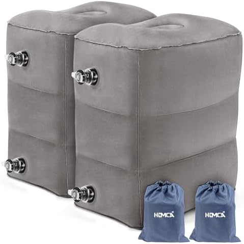 HOMCA Inflatable Travel Foot Rest Pillow 2-Pack Adjustable